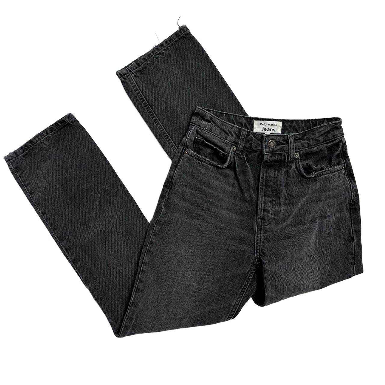 Reformation Jeans 25 / charcoal Cynthia high rise straight leg button fly NWOT