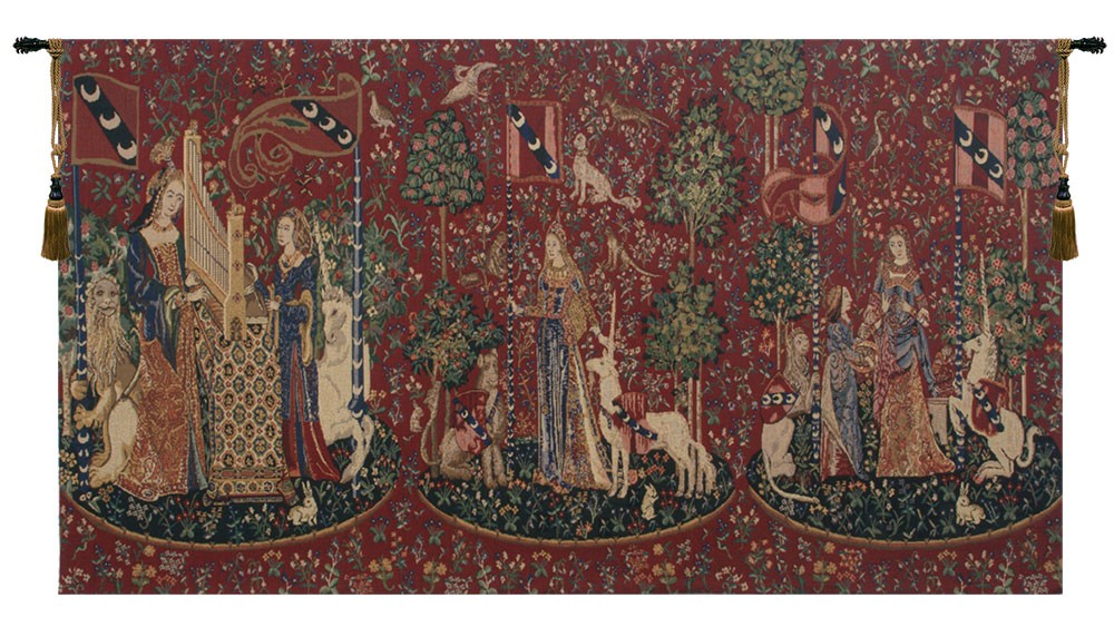 Lady and Unicorn Series Belgian Jacquard Tapestry Wall Hanging Medieval Art