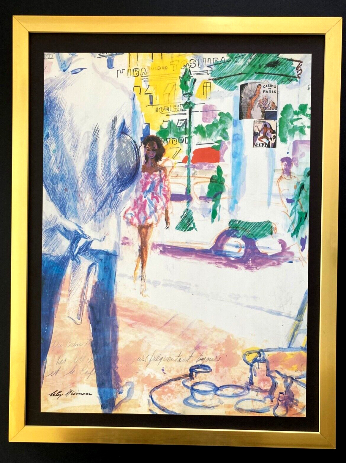 LEROY NEIMAN +  SKETCHBOOK DRAWING PARIS + CIRCA 1970\'S  SIGNED PRINT FRAMED