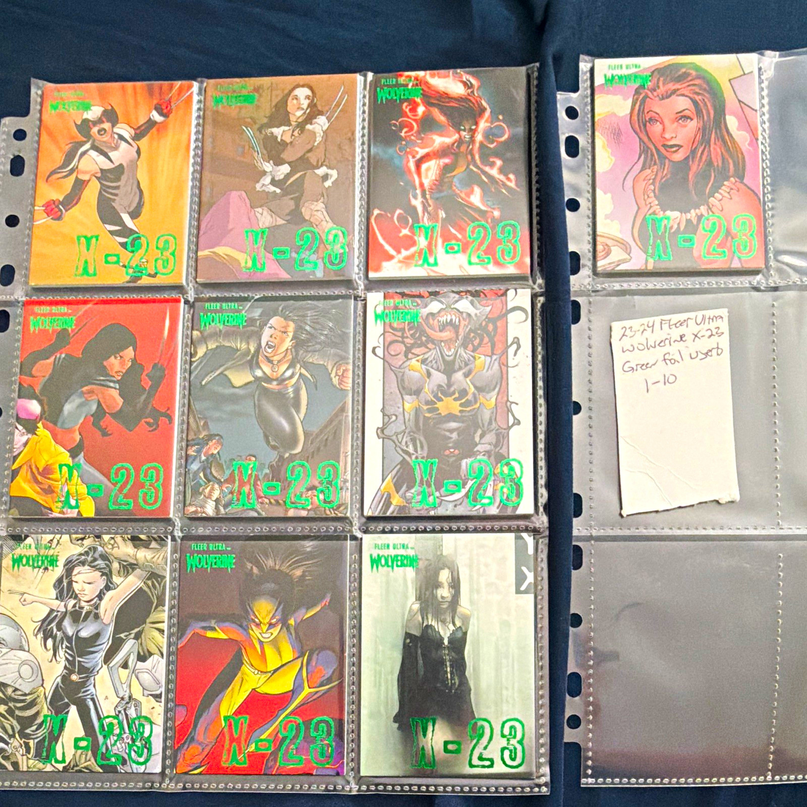 Fleer 2023 Fleer Ultra Wolverine X-Men X-23 Green Foil Insert 1-10-Card Lot