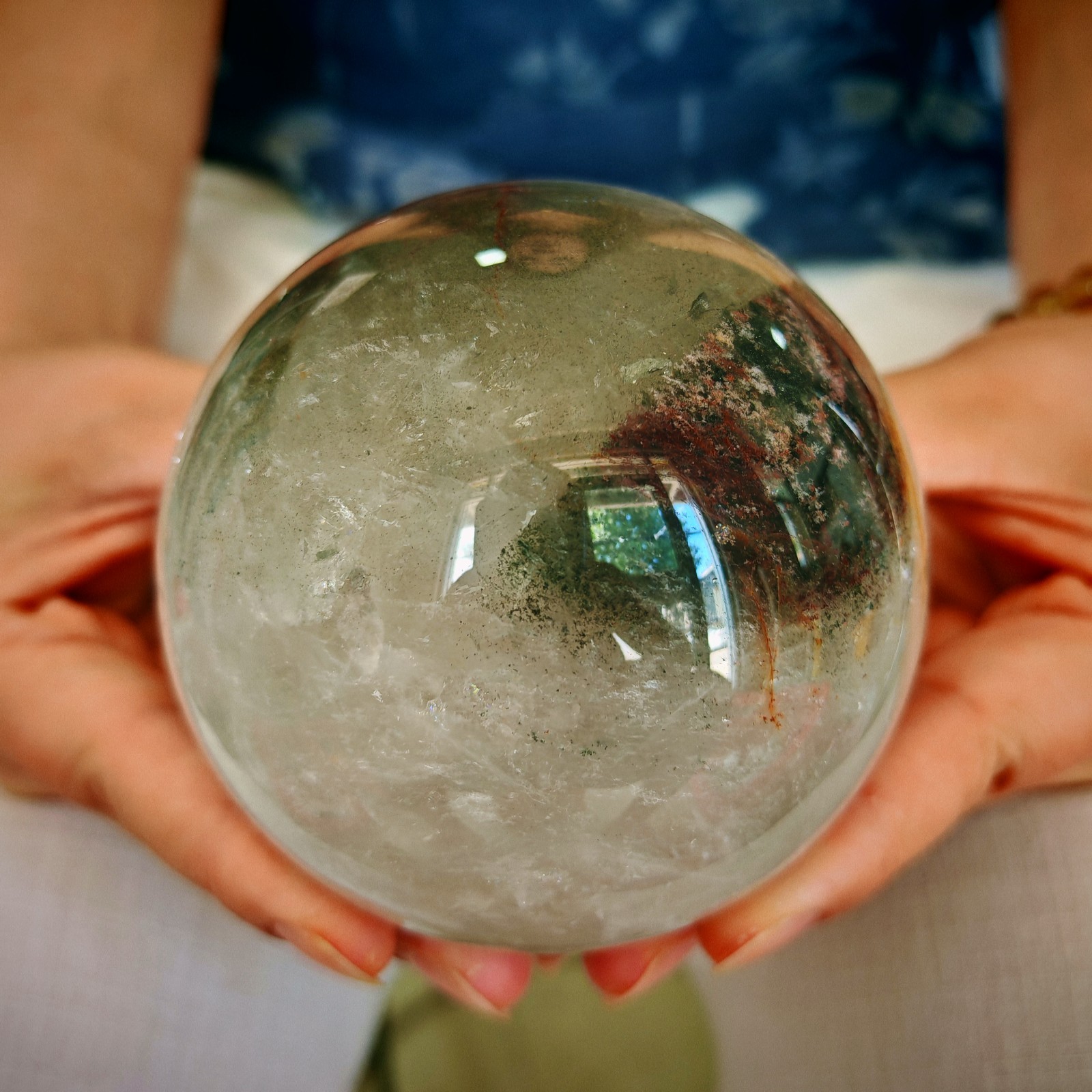 2.42LB Natural Crystal Landscape Stone Sphere Decor Ball healing Collect