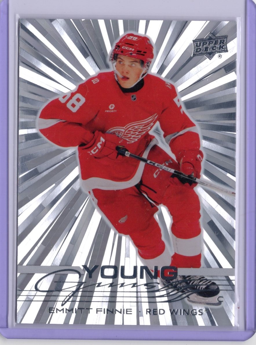 2025-26 UD Series 2 - Young Guns Emmitt Finnie #494 Outburst (RC) Red Wings Fire