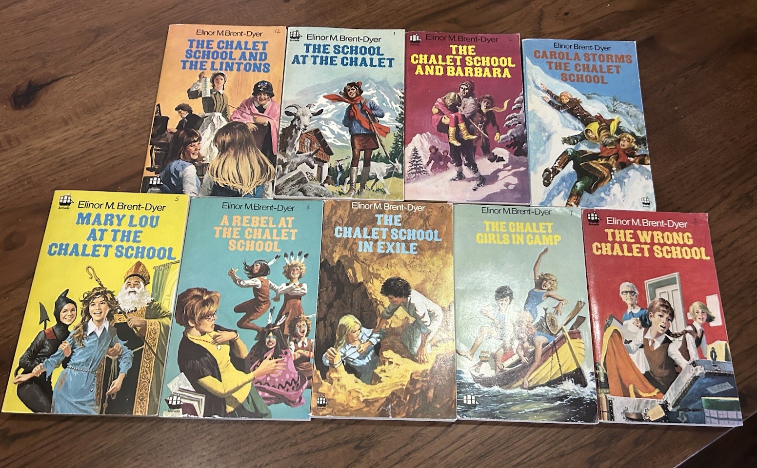 9 Vintage CHALET SCHOOL Paperback Lot - by Elinor M. Brent-Dyer Armada UK Ed PB