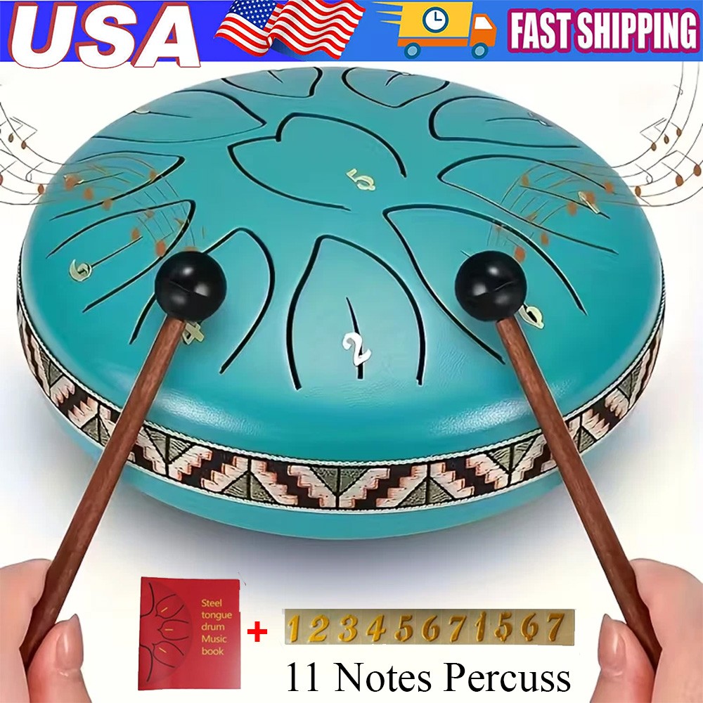 Steel Tongue Drum 11 Notes 6 Inch D-Key Panda Drum Percussion Instrument Steel Tongue Drum 11 Notes 6 Inch D-Key Panda Drum Percussion Instrument