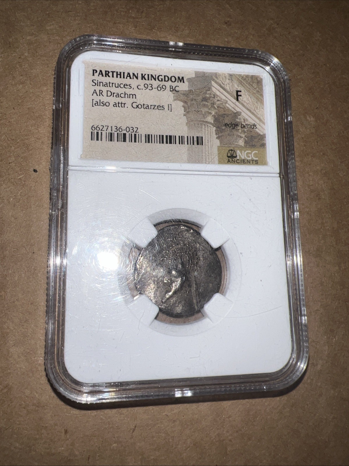 NGC Certified Parthian Kingdom AR Drachm Sinatruces 93-69 BC Silver Coin Grade F NGC Certified Parthian Kingdom AR Drachm Sinatruces 93-69 BC Silver Coin Grade F