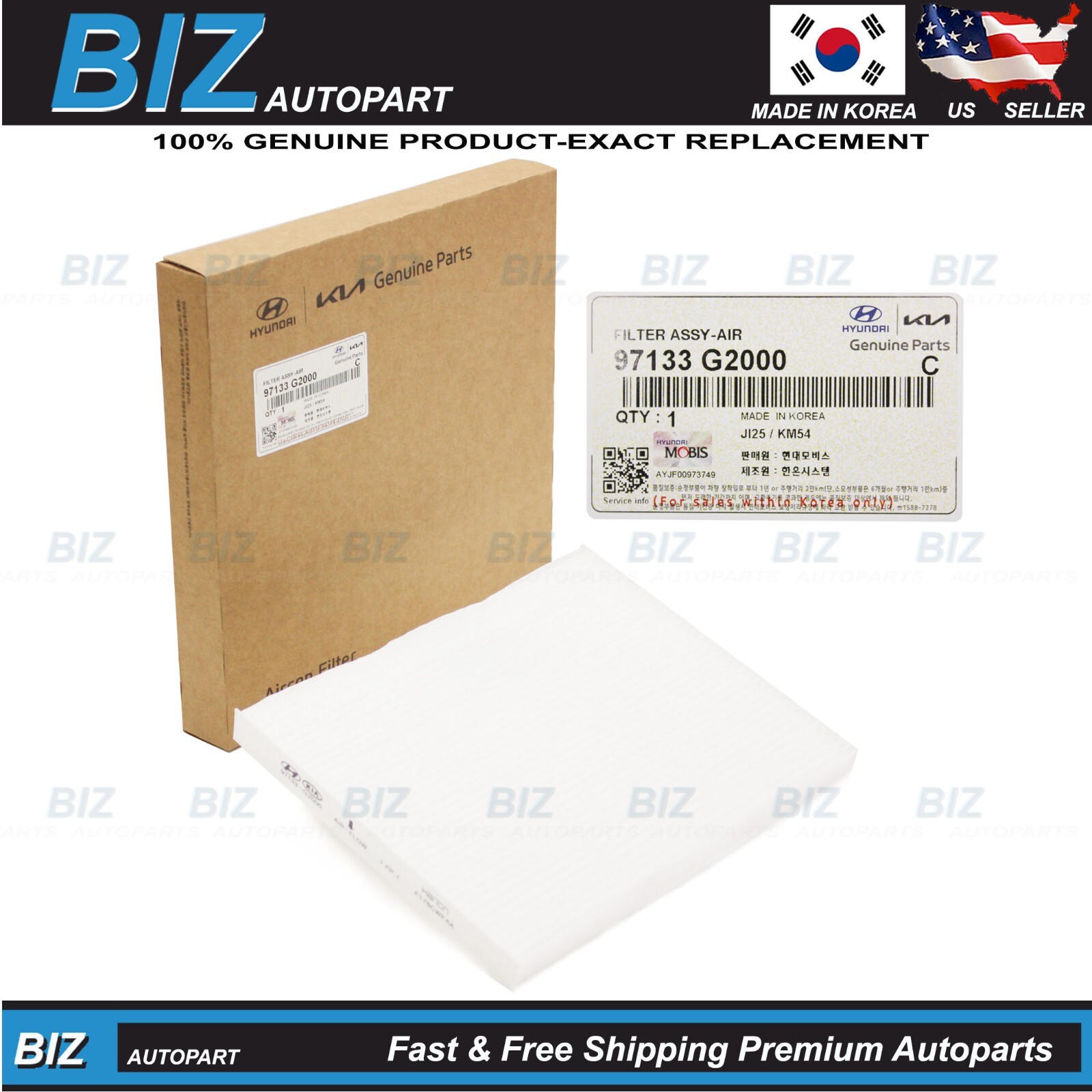 Genuine Cabin Air Filter for 2017-2019 Ioniq 2017-2022 Niro / EV 97133-G2000 Genuine Cabin Air Filter for 2017-2019 Ioniq 2017-2022 Niro / EV 97133-G2000