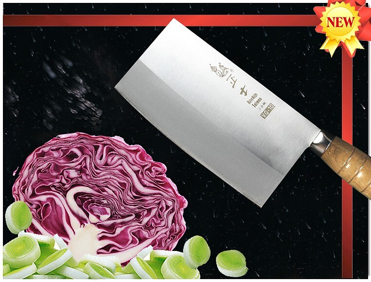 Handmade Japanese VG-10 Steel Cleaver 7 inch Chopping Knife 1.6mm Thickness