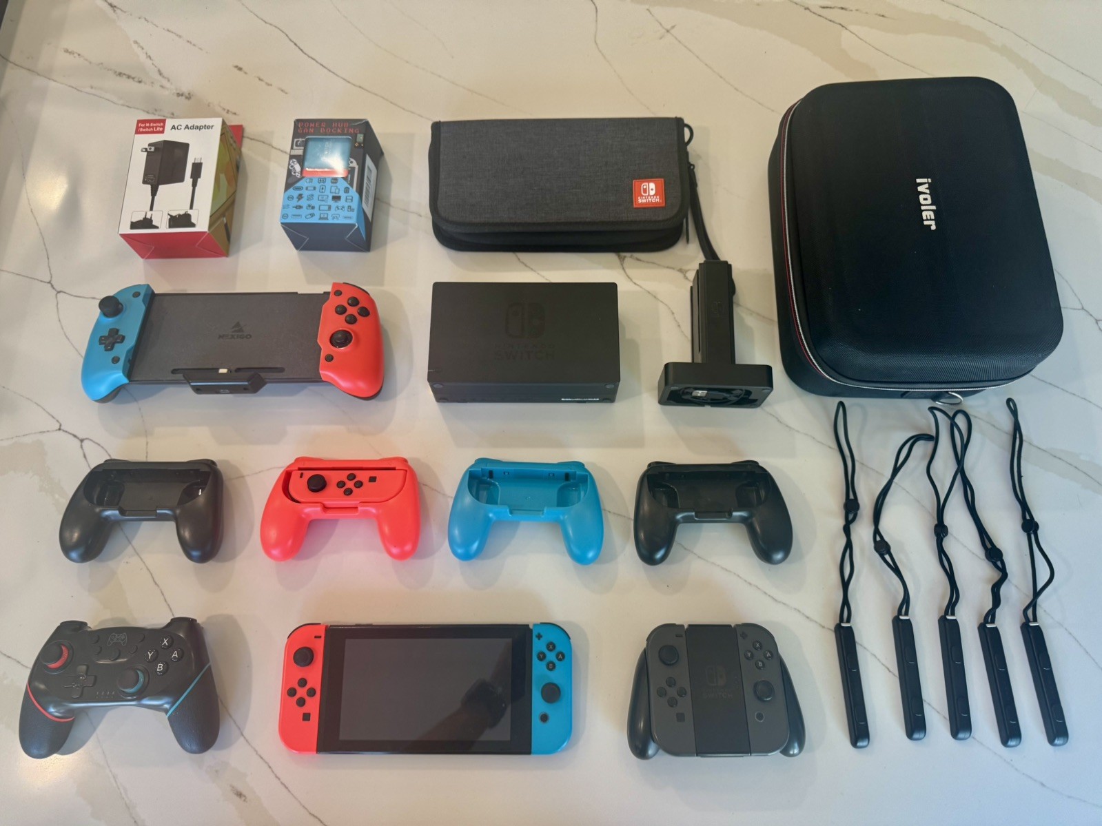 Nintendo Switch Console Bundle Lot - Docks, Controllers, Grips, Cases, Joy-Cons