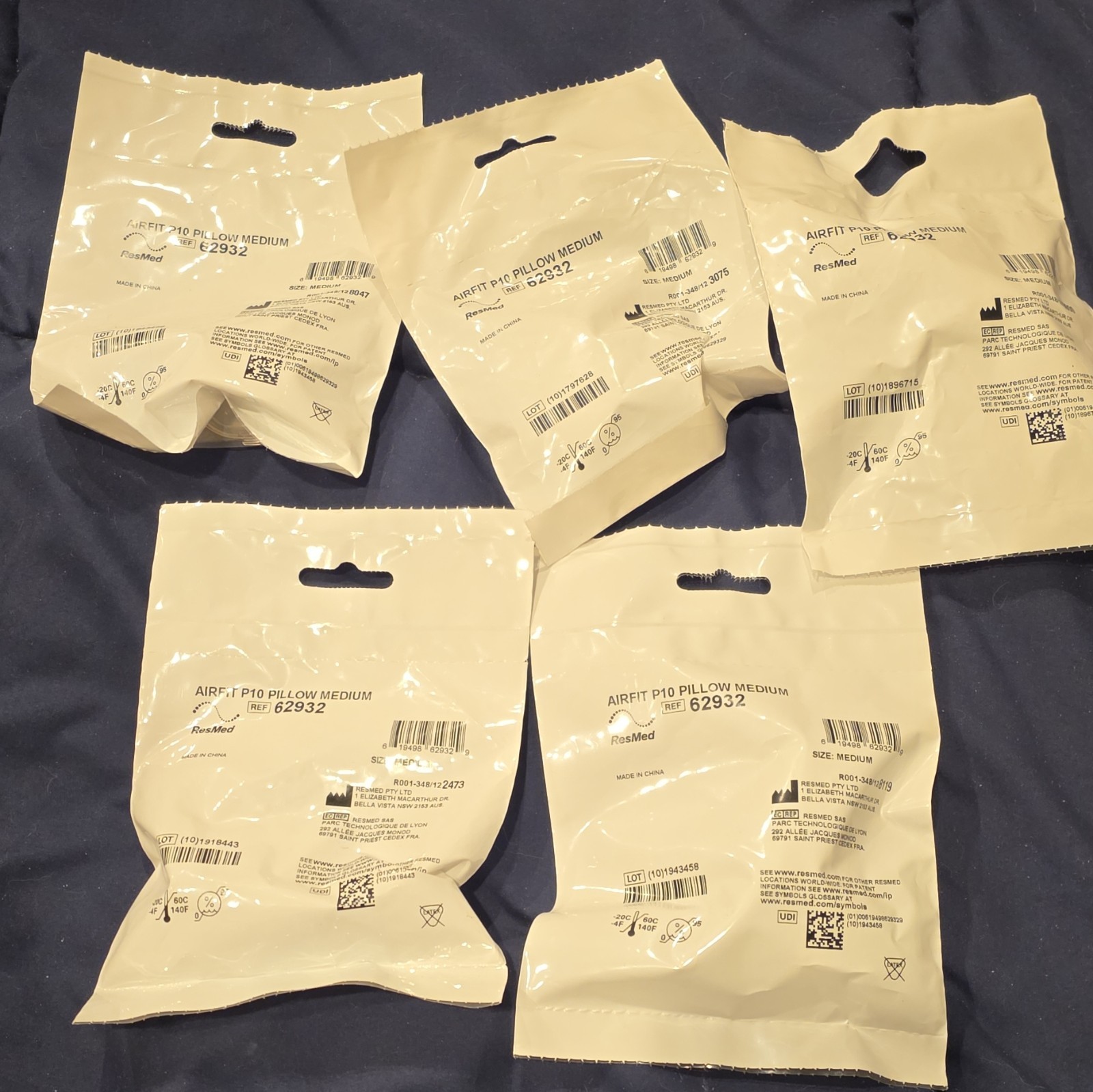 ResMed AirFit P10 CPAP Pillow Cushion, Medium Replacement (MPN 62932) Lot of 5 ResMed AirFit P10 CPAP Pillow Cushion, Medium Replacement (MPN 62932) Lot of 5