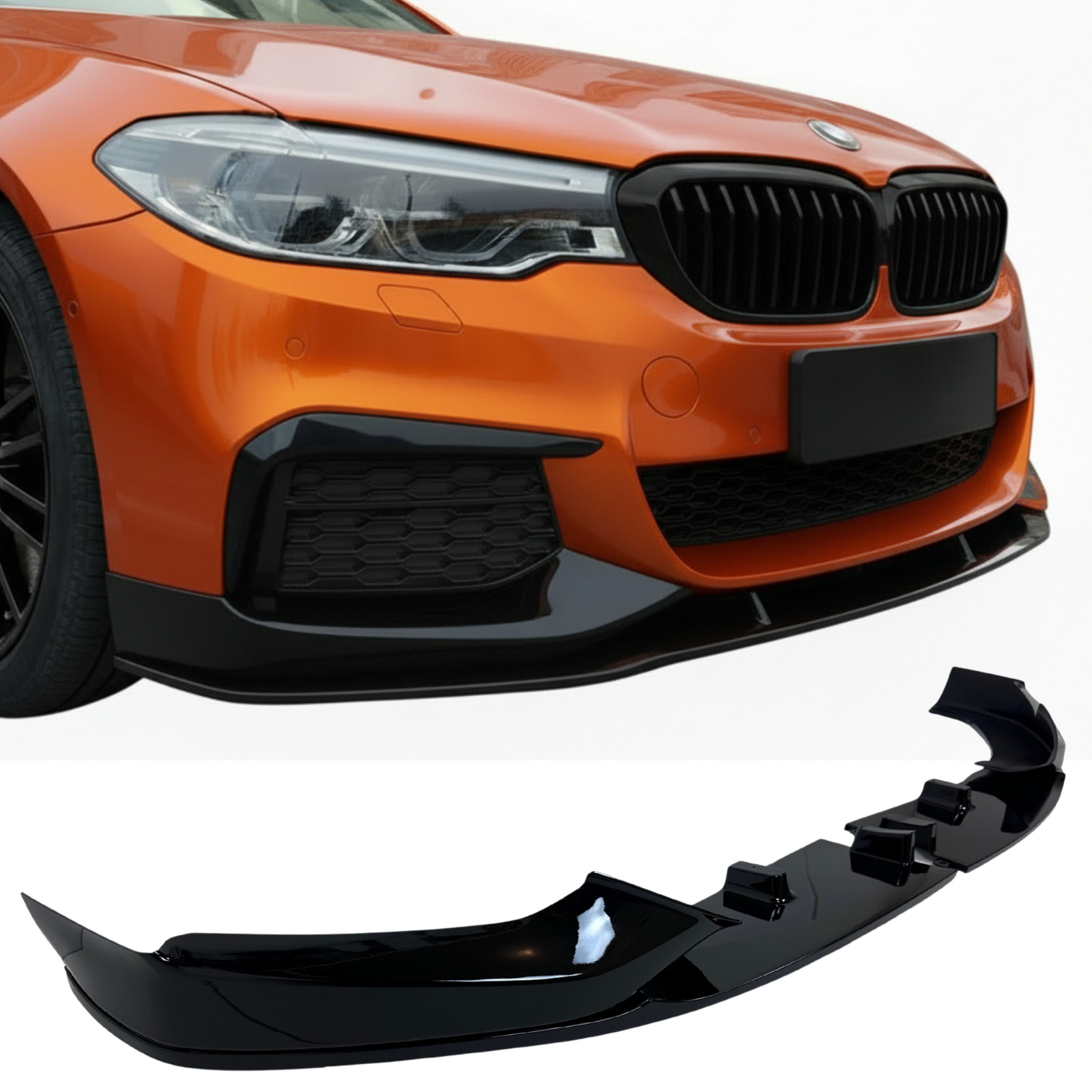 For BMW G30 5 Series 540 550 M Sport 17-20 Gloss Black Front Bumper Lip Splitter