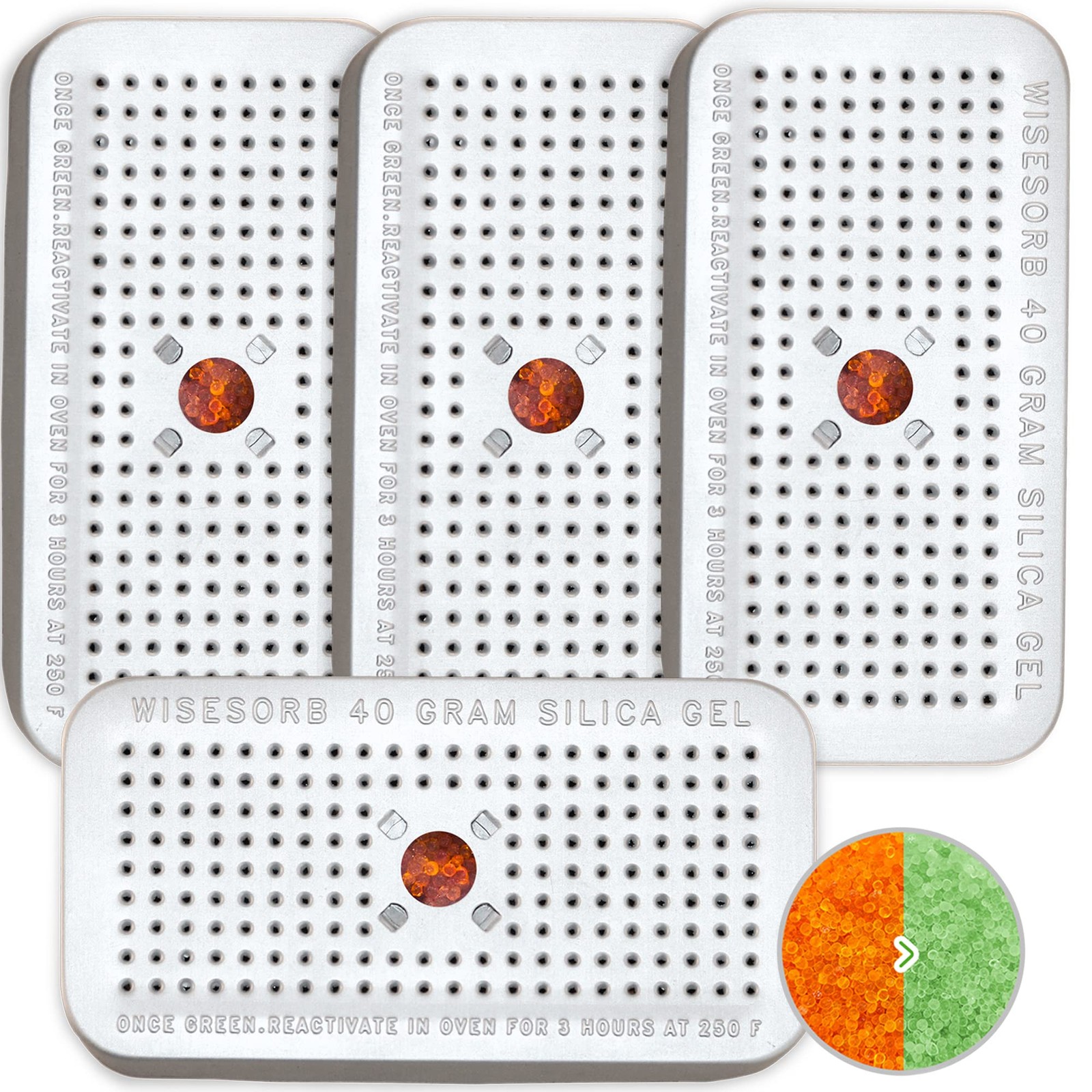 40 Gram Pack of 4 Silica Gel Canister, Gun Safe Dehumidifiers Orange to Green...