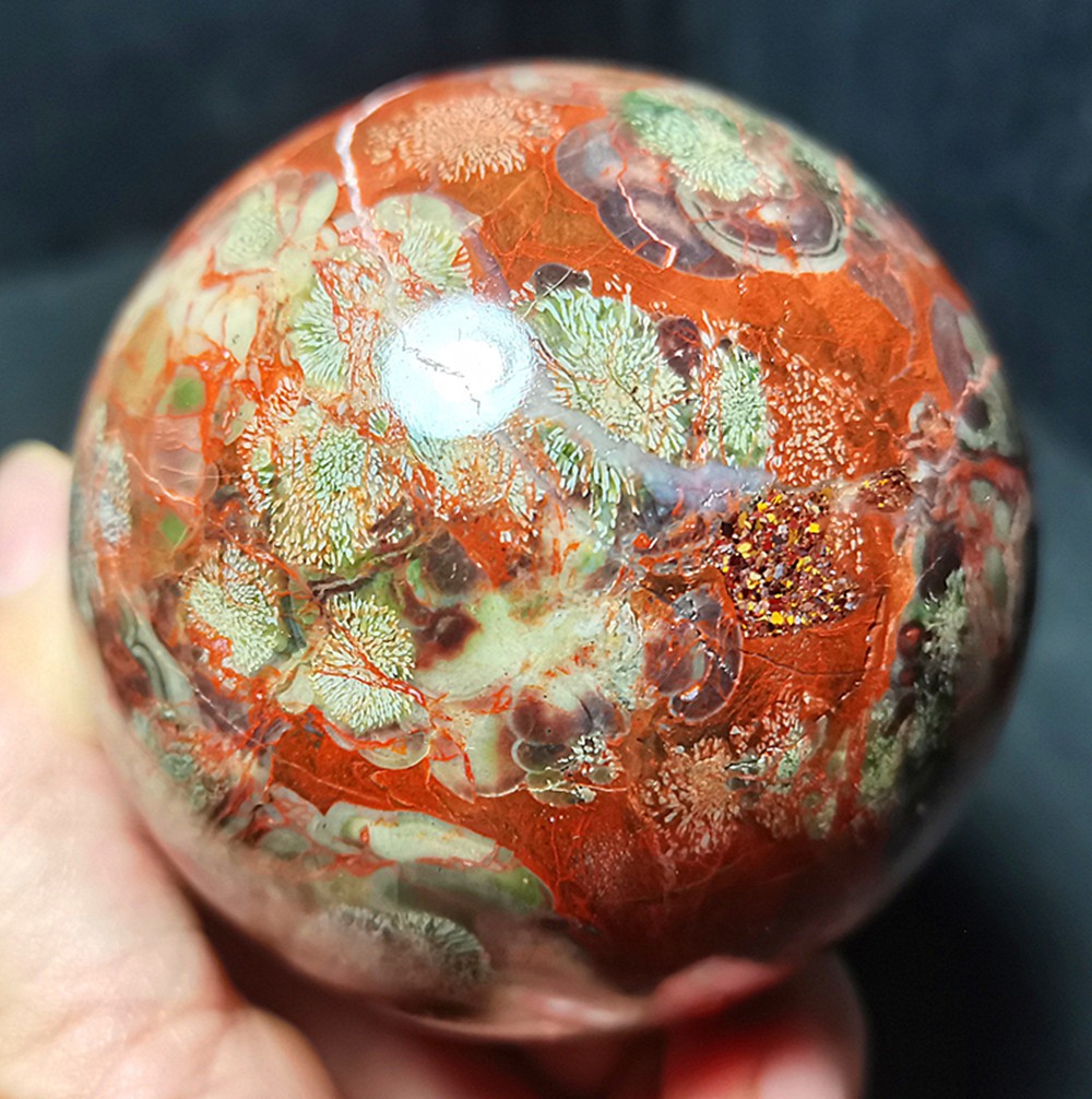 RARE 480G Natural Polished Colorful Banded Agate Sphere Ball Healing R2318