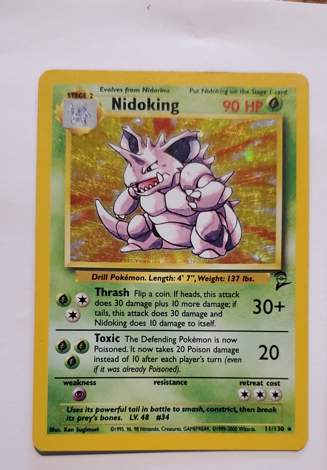 Pokémon TCG Nidoking Base Set 2 11/130 Holo Unlimited Holo Rare Pokémon TCG Nidoking Base Set 2 11/130 Holo Unlimited Holo Rare