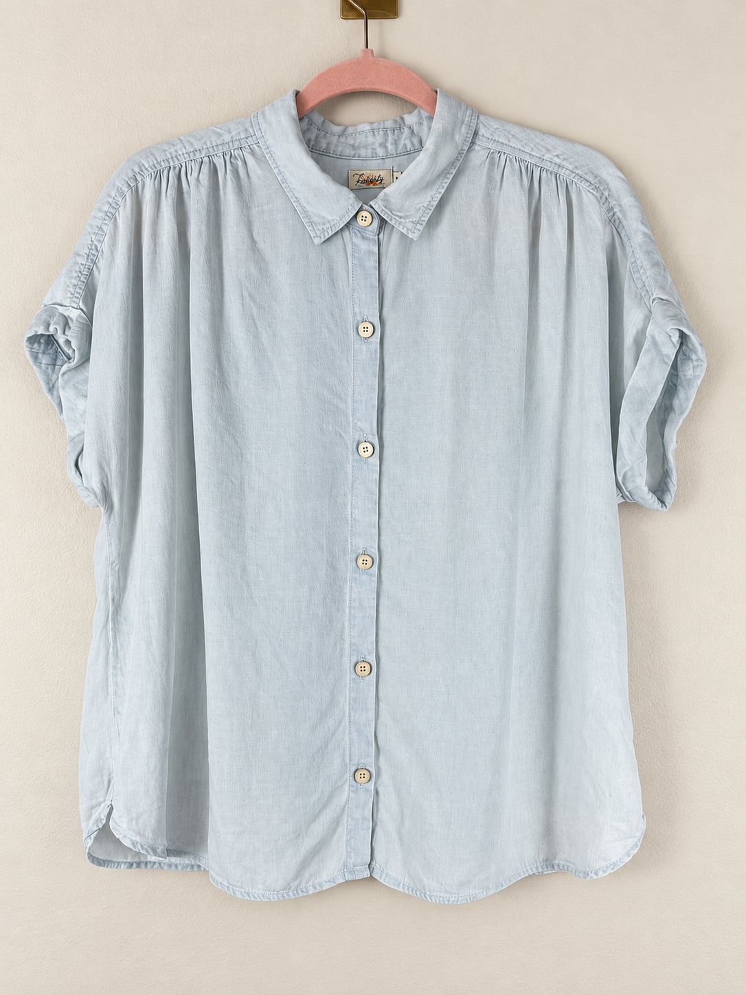 Faherty Breeze Short Sleeve Shirt Blue Button-Up Top