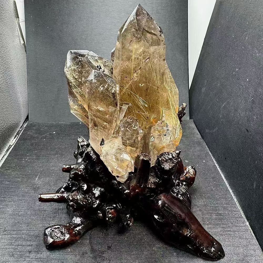 4.1LB Top Beauty Natural Gold Rutilated Quartz Titanium Crystal Mineral Specime 4.1LB Top Beauty Natural Gold Rutilated Quartz Titanium Crystal Mineral Specime