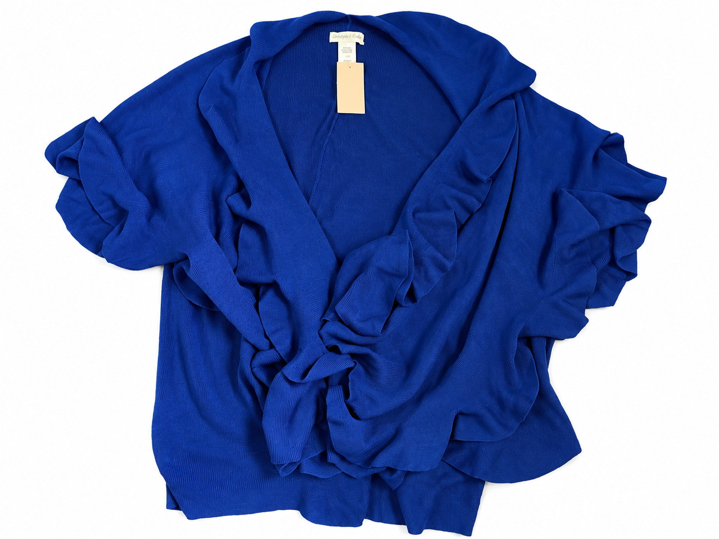 NWT Coldwater Creek Ribbed Knit Ruffle Wrap / Open-Front Cardigan