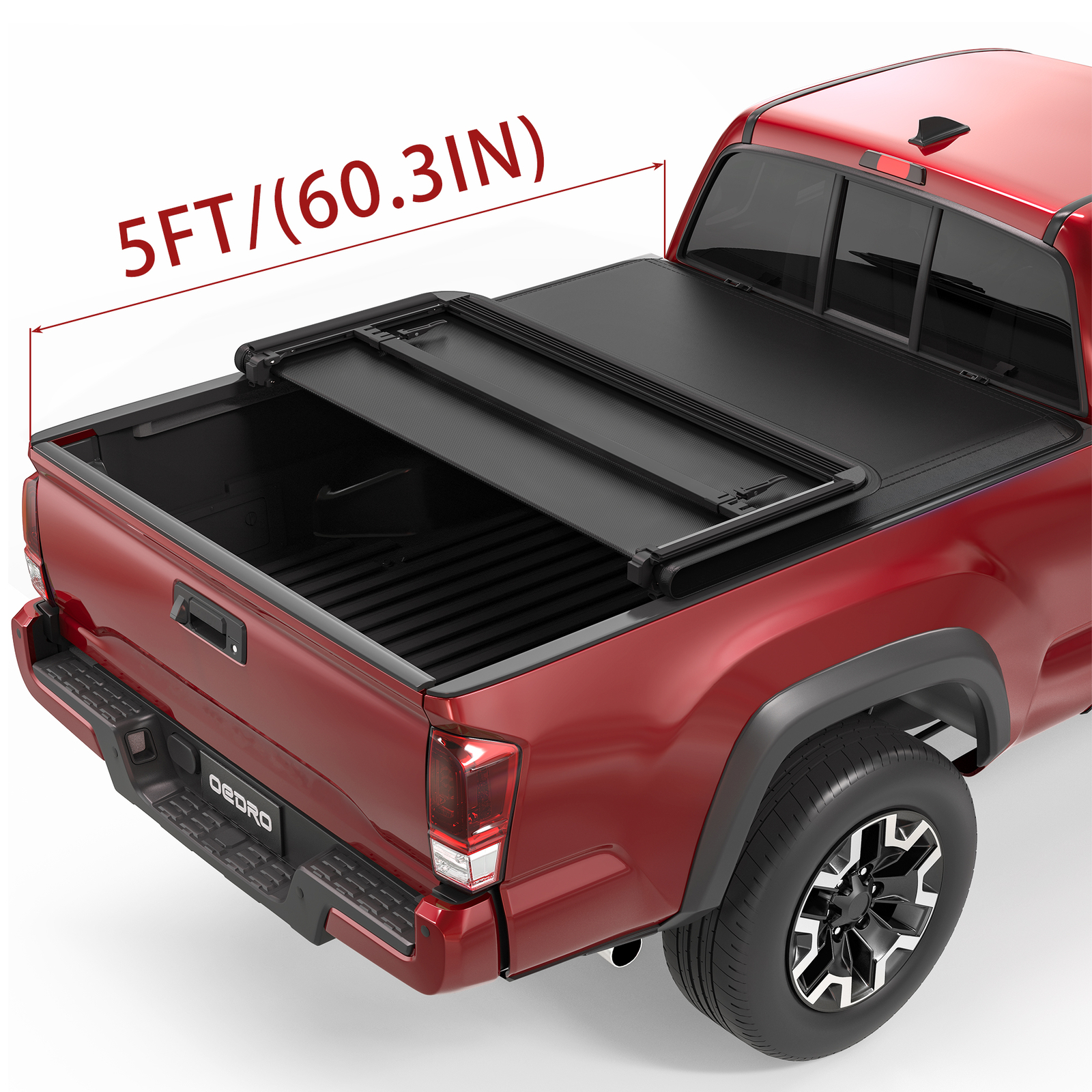 OEDRO 5FT Soft Tri-Fold Bed Tonneau Cover For 2017-2026 Honda Ridgeline w/Lamp