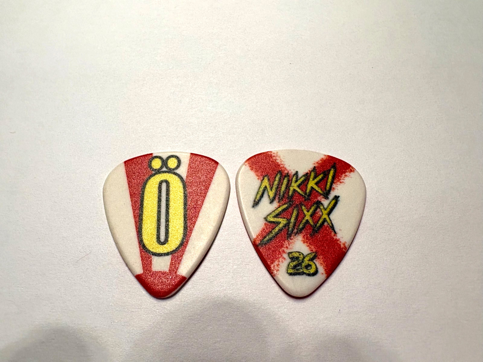 Motley Crue Nikki Sixx 2026 Stage Used Bass Guitar Pick  New York Letter  O RARE