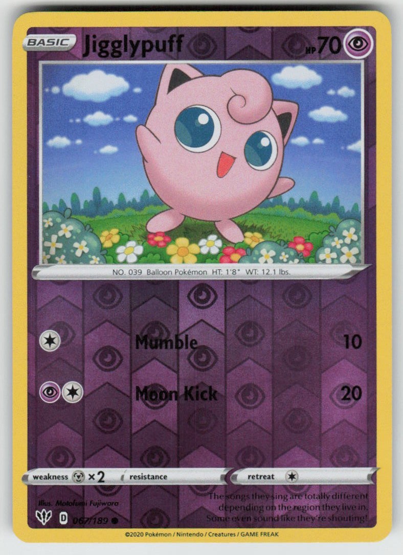 PO-04 Reverse Holo Jigglypuff 067/189 Common SWSH03: Darkness Ablaze NM PO-04 Reverse Holo Jigglypuff 067/189 Common SWSH03: Darkness Ablaze NM