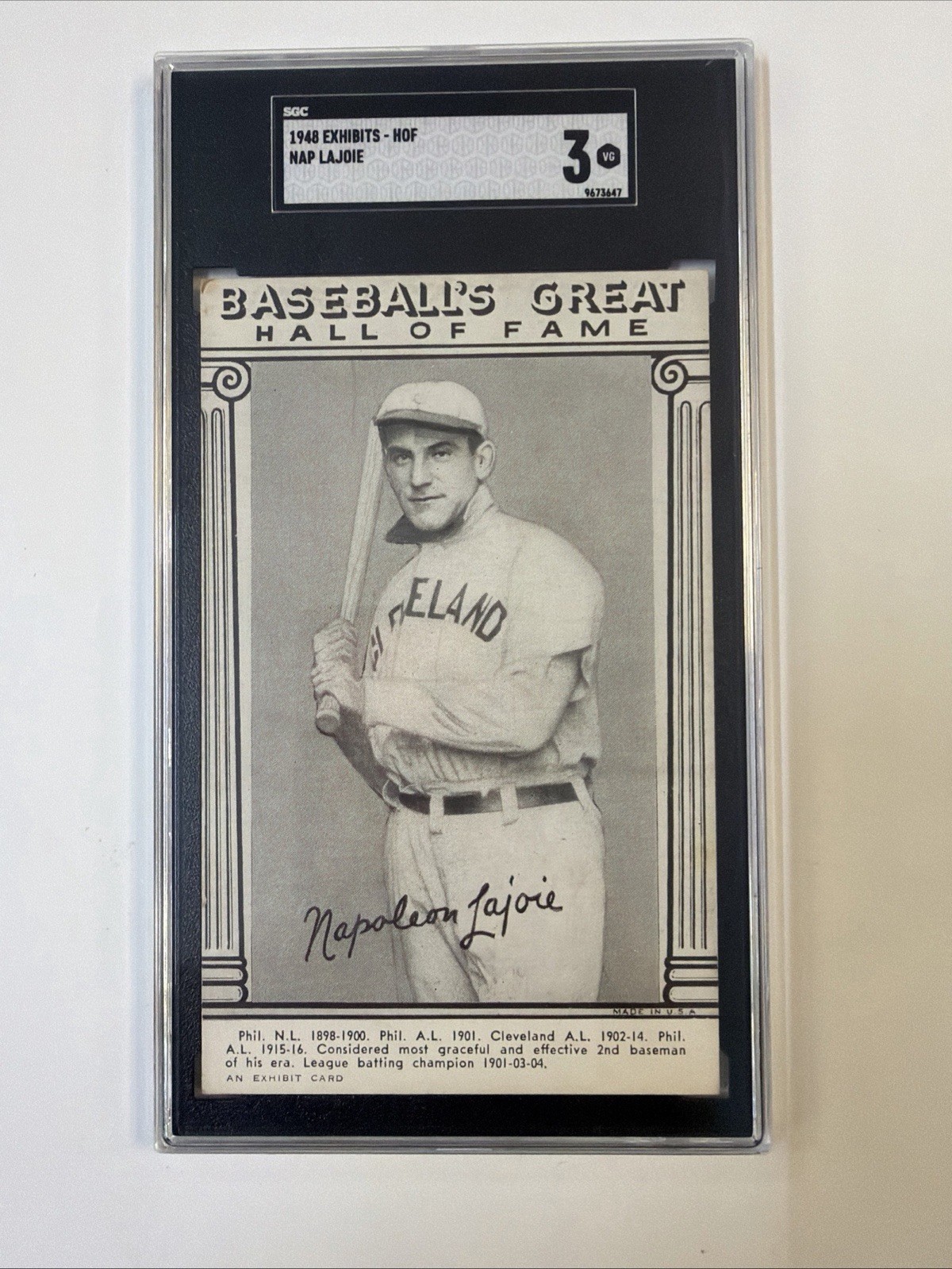 1948 Exhibits Napoleon Lajoie Baseball\'s Great Hall Of Fame SGC 3