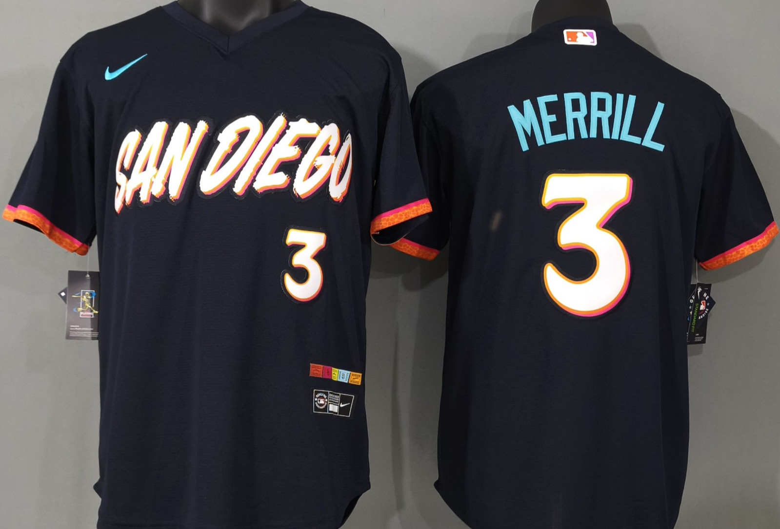​​Tariffs​ Free SD Padres City Connect Pullover Obsidian Sewn Stitched Jersey.