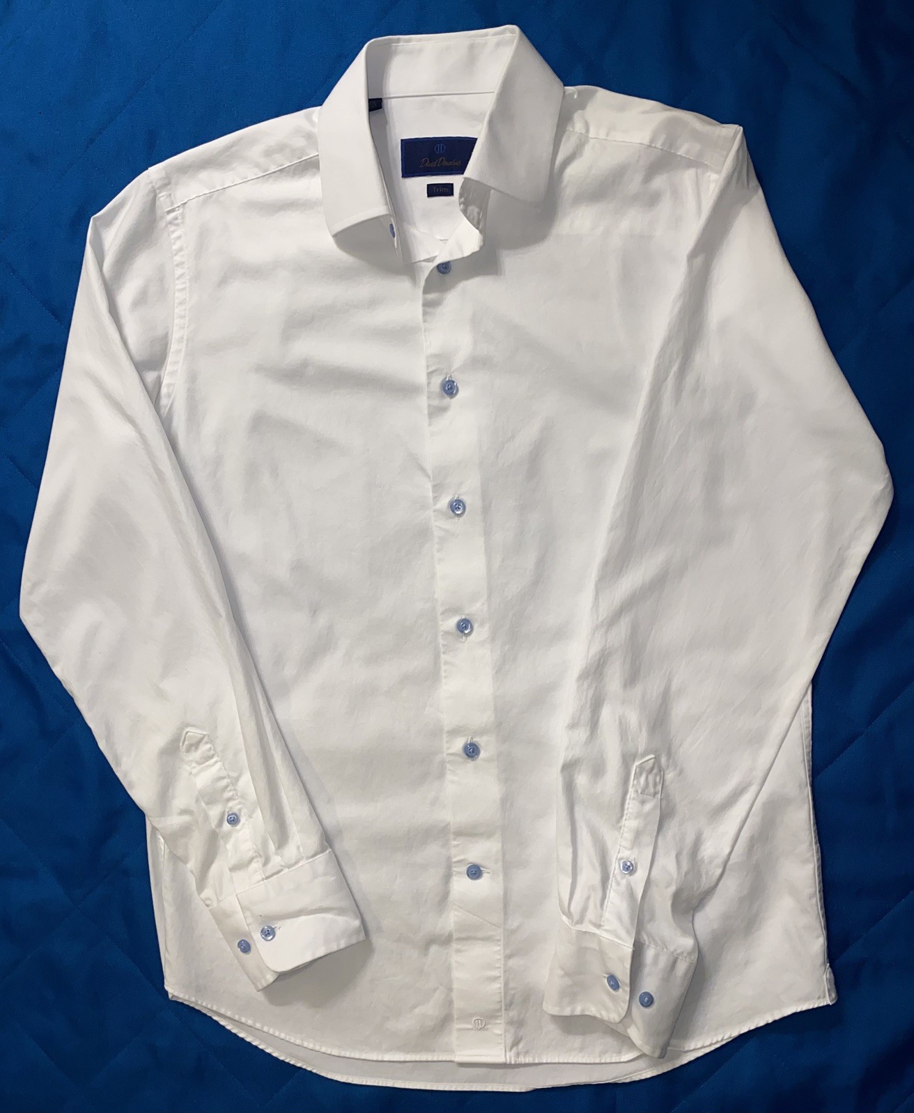 DAVID DONAHUE MENS  COTTON TRIM FIT DRESS SHIRT 