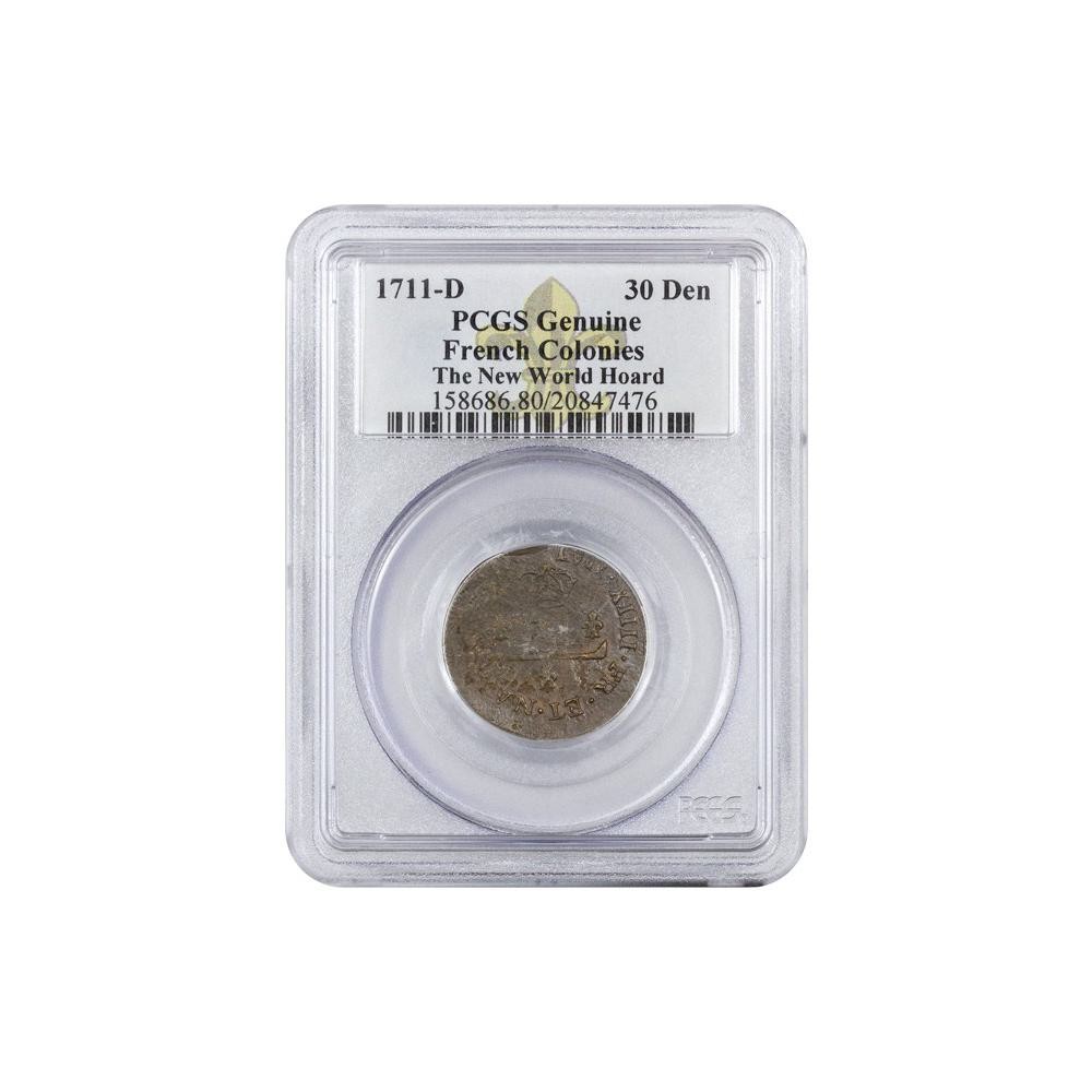 1711-D France Billon 30 Denier Coin New World Hoard PCGS Genuine