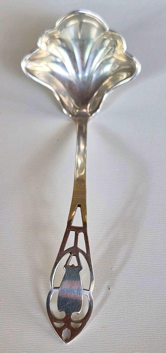 Sterling Silver .925 Art Nouveau Serving Spoon with Ornate Design Sterling Silver .925 Art Nouveau Serving Spoon with Ornate Design
