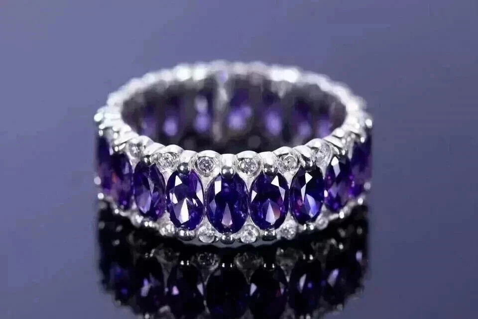 2.90Ct Oval Cut Natural Tanzanite Diamond Wedding Ring 950 Platinum Size 5 6 7 8