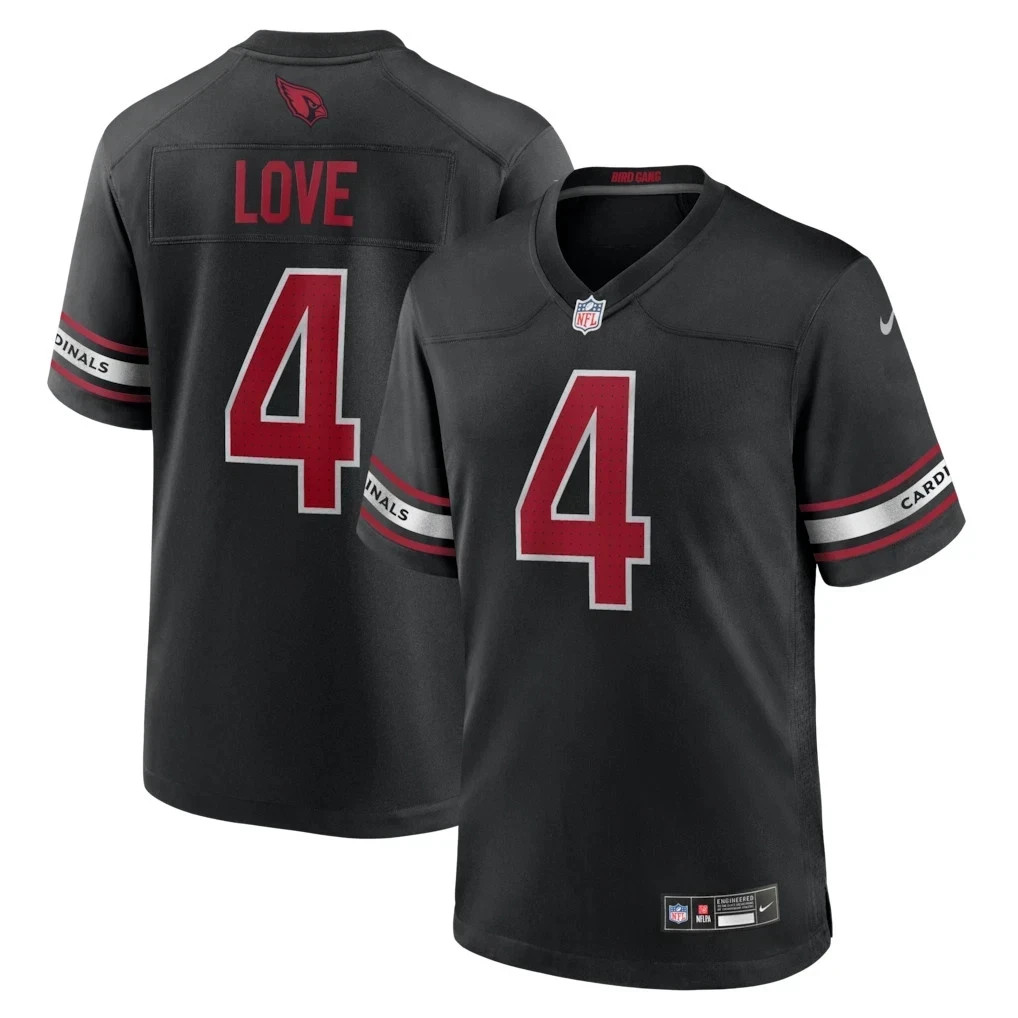  Arizona Cardinals Jeremiyah Love #4 Black Stitched Jersey S-3XL