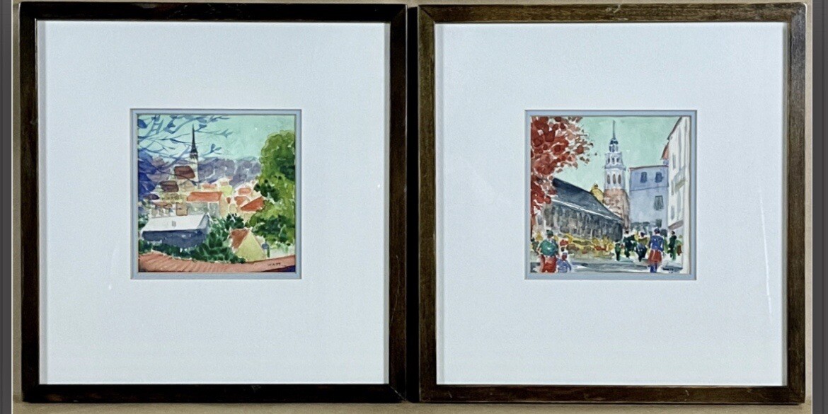 Rare 1970’s James Watt Original Watercolor 2pc Set | Signed & Dated | Framed