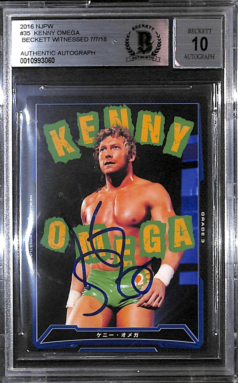 Kenny Omega Signed 2016 New Japan Pro Wrestling Card 35 BAS COA Gem Mint 10 Auto