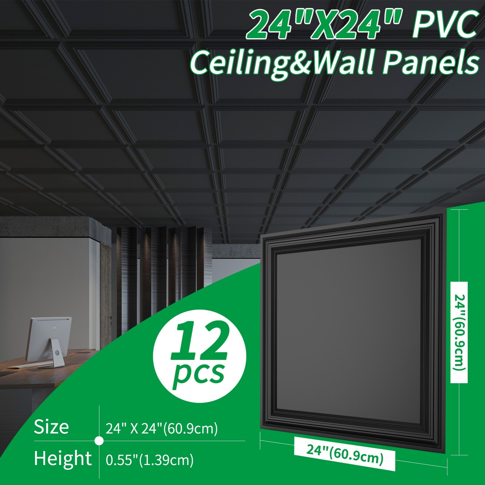 Art3d 12pcs PVC 3D Ceiling Tiles & Wall Panels, 24\