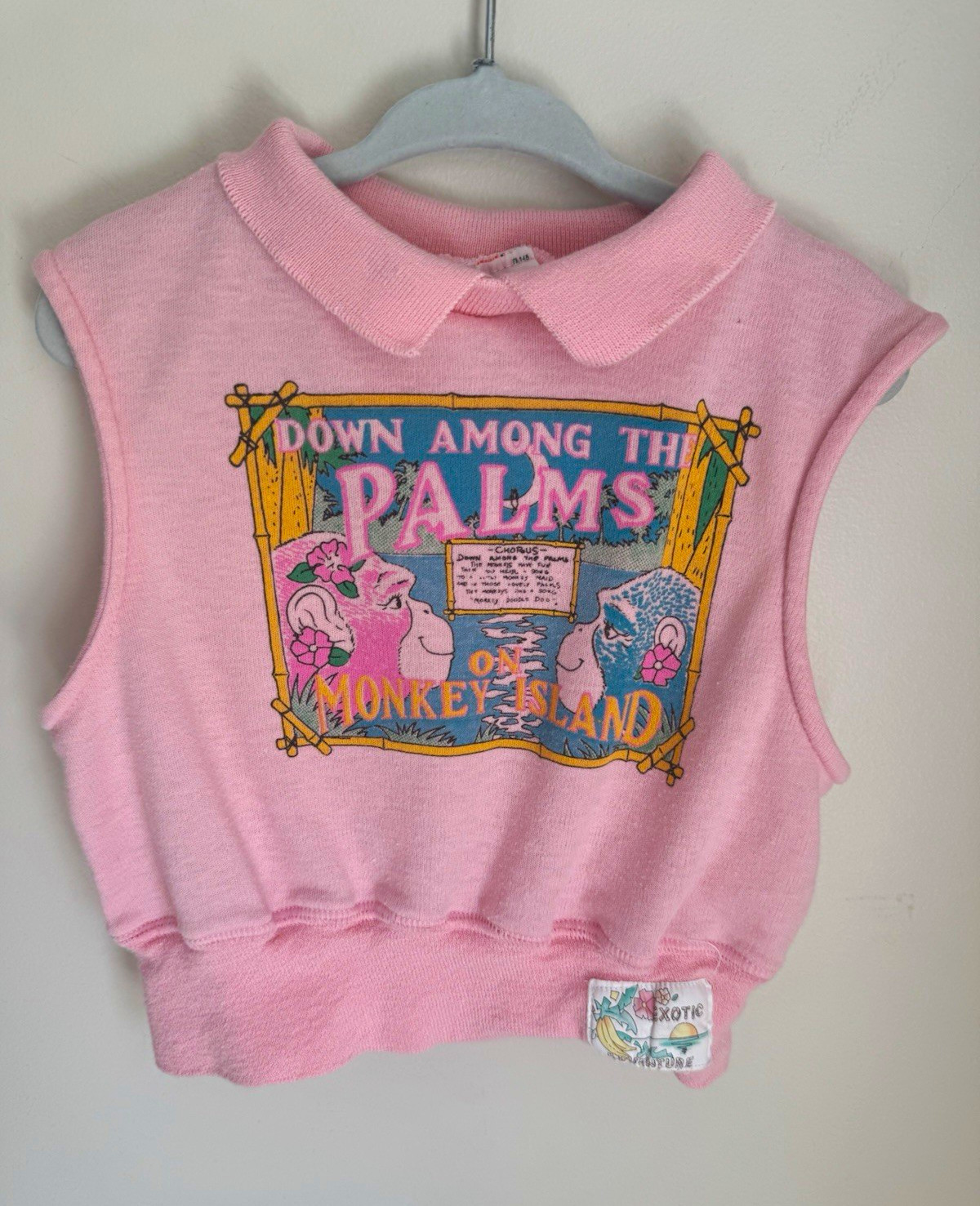 Health-tex Vintage Girls Pink Sleeveless Collared Palm Beach Size 6