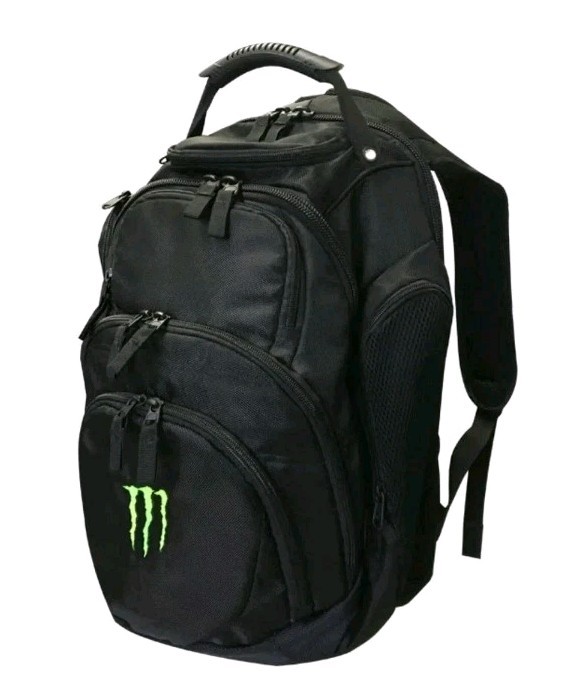 Monster Energy Premium Backpack Black Durable with Green M-Claw Promo Authentic
