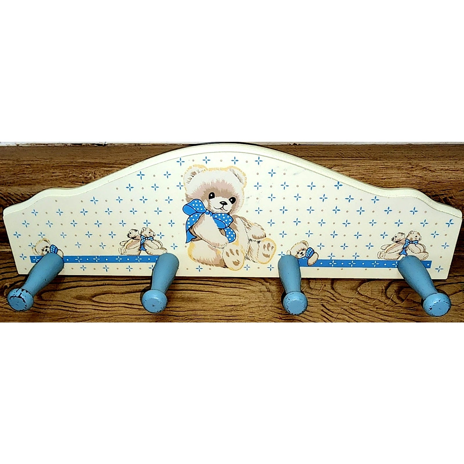 Tienshan Country Bear Mug Potholder Wooden Wall Rack Theodore Teddy