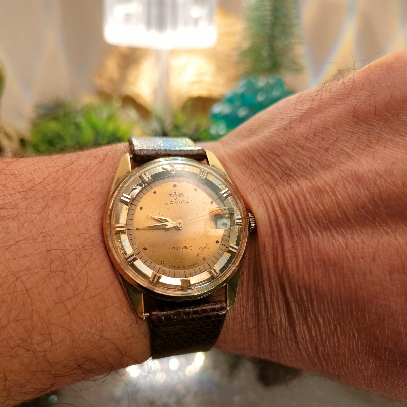 1960 Vintage Swiss Mechanical Jovial Real Gold Plated 17 Jewels