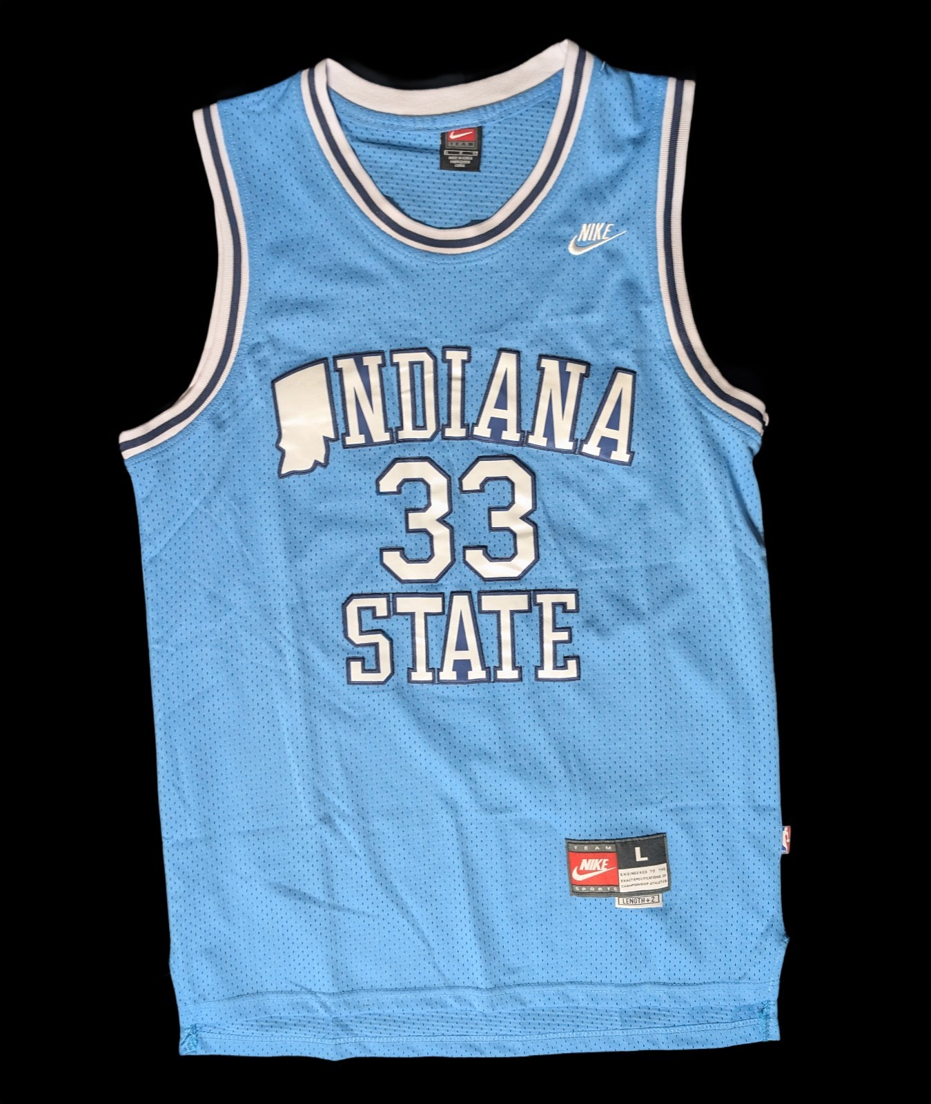 Vintage Nike Team Tag Indiana State Sycamores Larry Bird Jersey Sz L