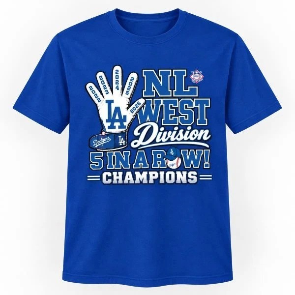 Hot 2026 Dodger$ NL West 5 In A Row Champions Shirt, Sweatshirt & Hoodie Style