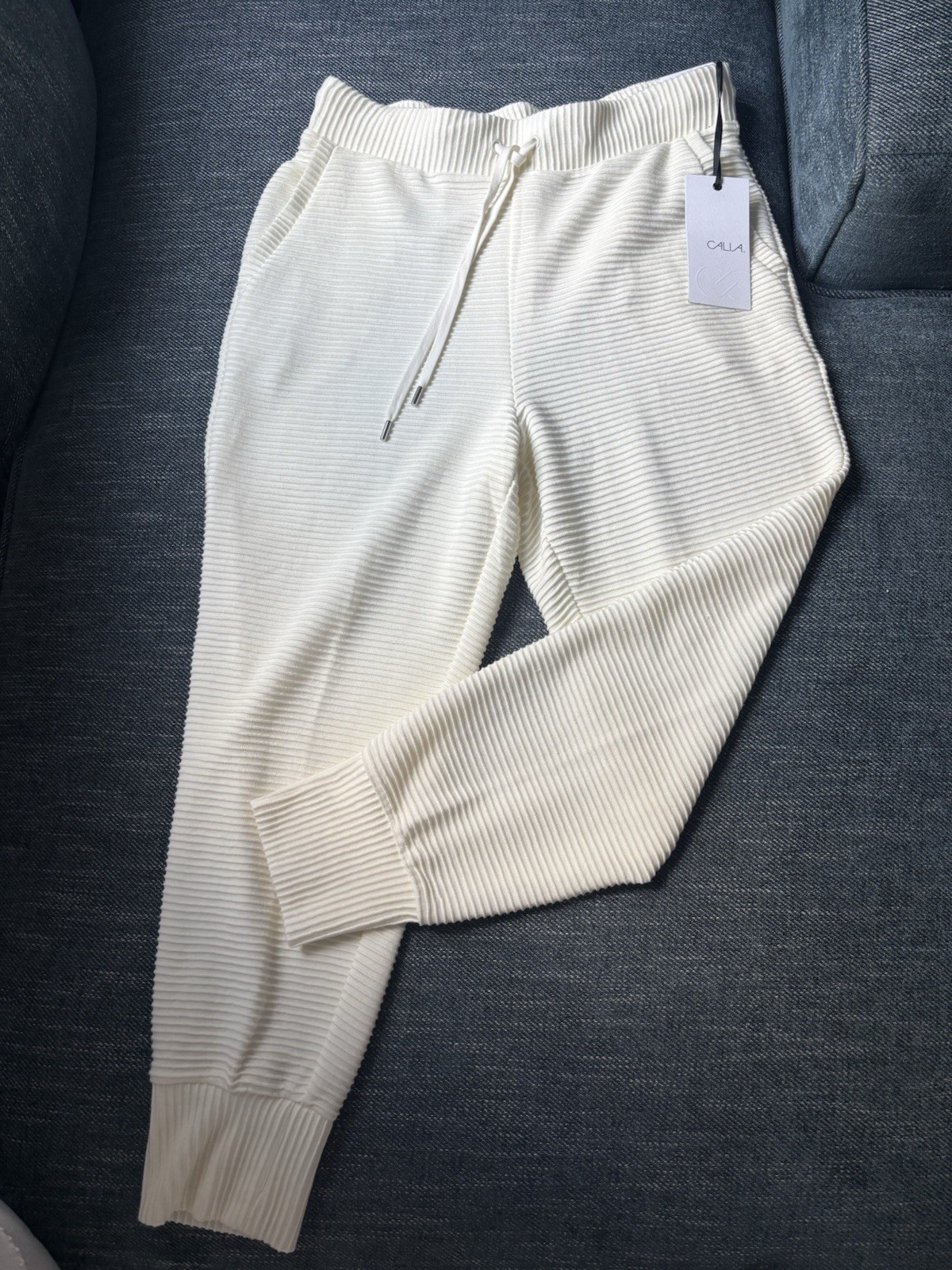 Calia Womens White Ribbed Joggers Cozy New With tags Size m Calia Womens White Ribbed Joggers Cozy New With tags Size m