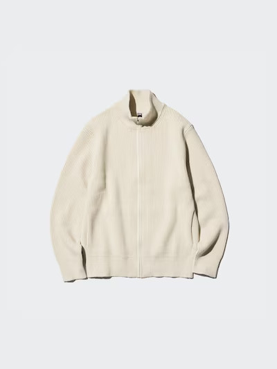 Men’s Uniqlo +J Middle Gauge Ribbed Full Zip Sweater Size Medium