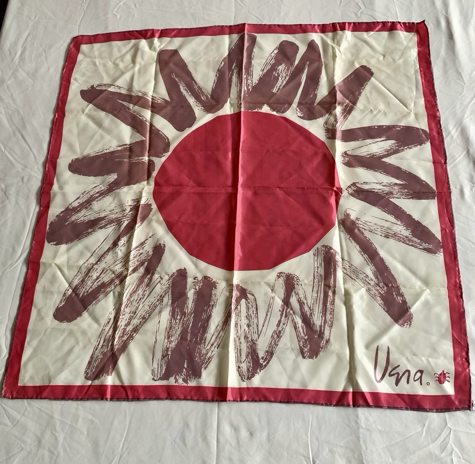 Vintage Vera Neumann  1960's Ladybug Signature 100% Acetate. 26X26 original tag