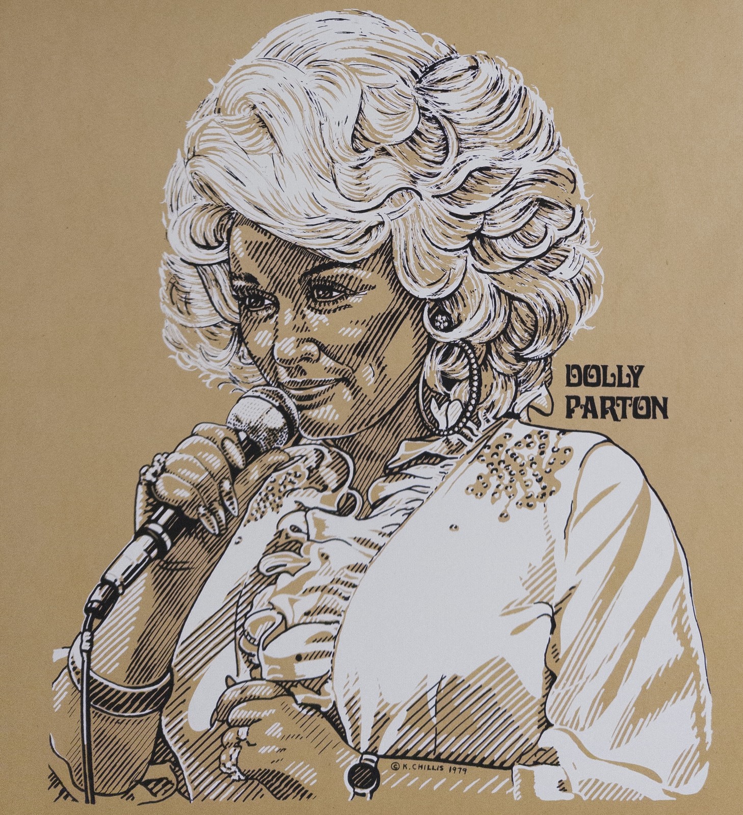 Pristine vintage Dolly Parton silkscreen by K. Chillis 1979 • MINT • RARE