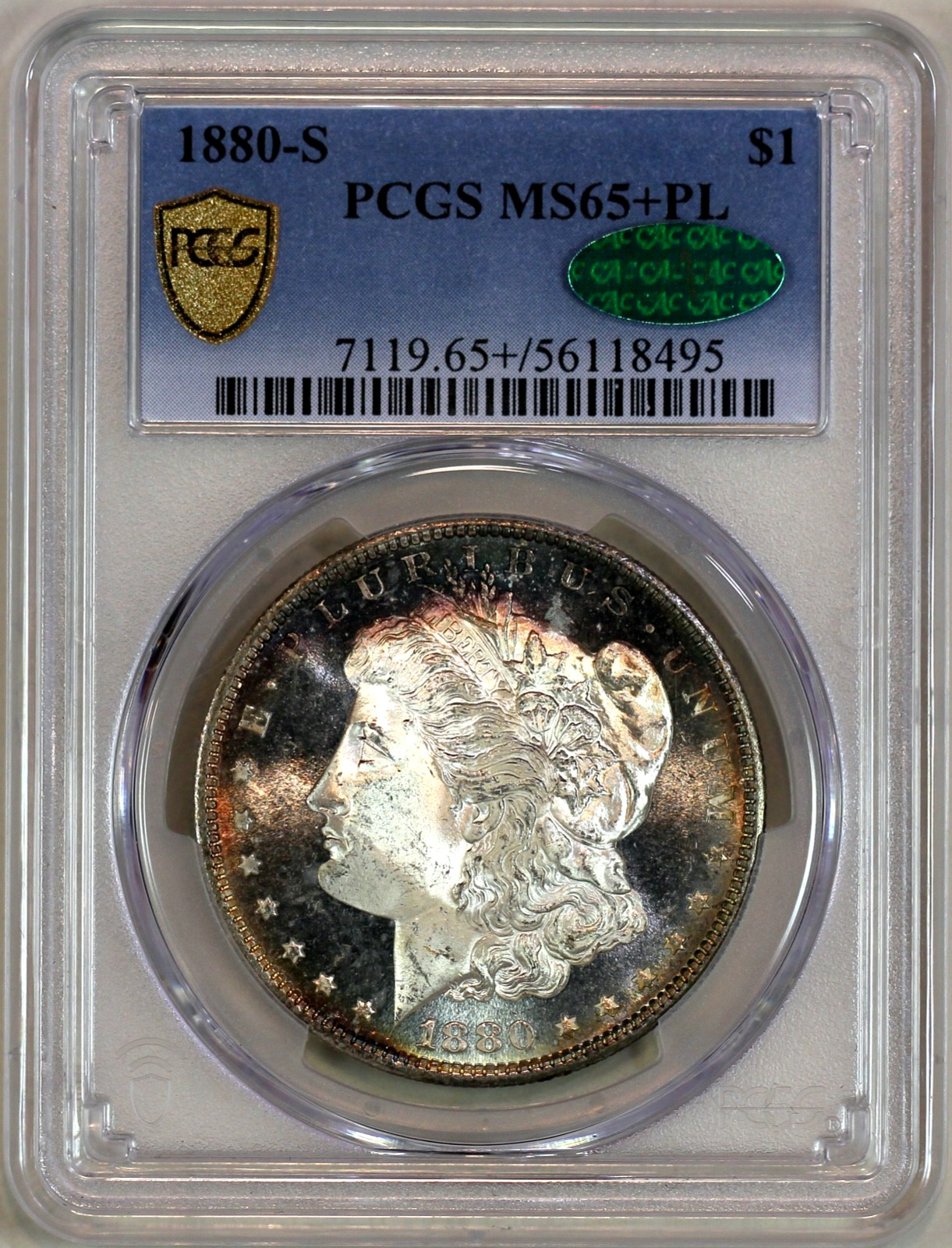 * 1880-S * PCGS CAC MS65+PL MORGAN SILVER DOLLAR * SERIOUS CLAIMS TO DMPL * * 1880-S * PCGS CAC MS65+PL MORGAN SILVER DOLLAR * SERIOUS CLAIMS TO DMPL *