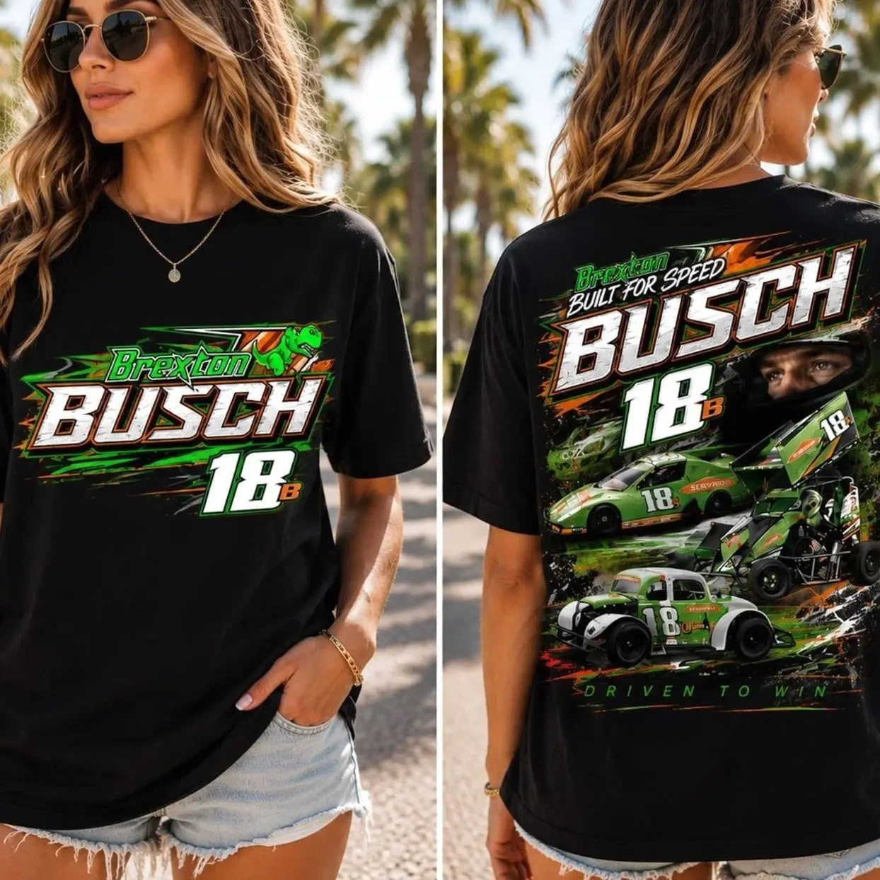 Brexton Busch 18B Shirt, Built For Speed Racing Graphic Tee