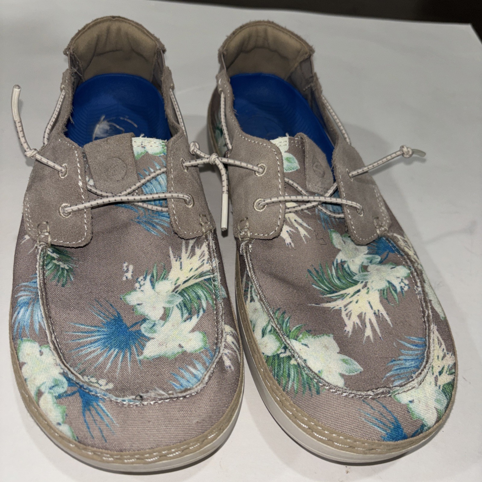Clarks Higley Tie Sneakers Sand Floral Beige Boat Shoes Mens  Size 9.5
