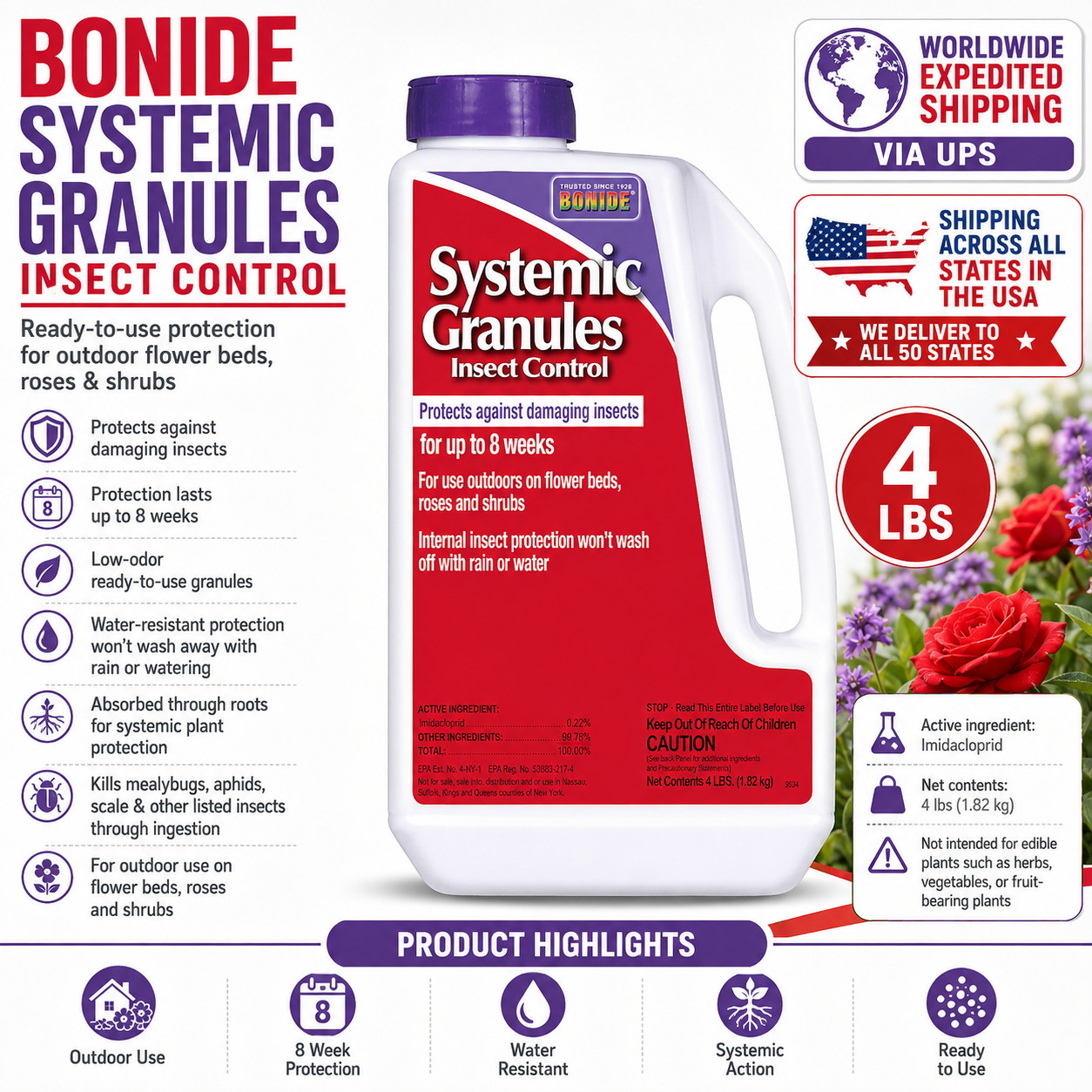 Bonide Insect Control Systemic 4 lbs. Ready-to-Use Water Resistant  Long Lasting