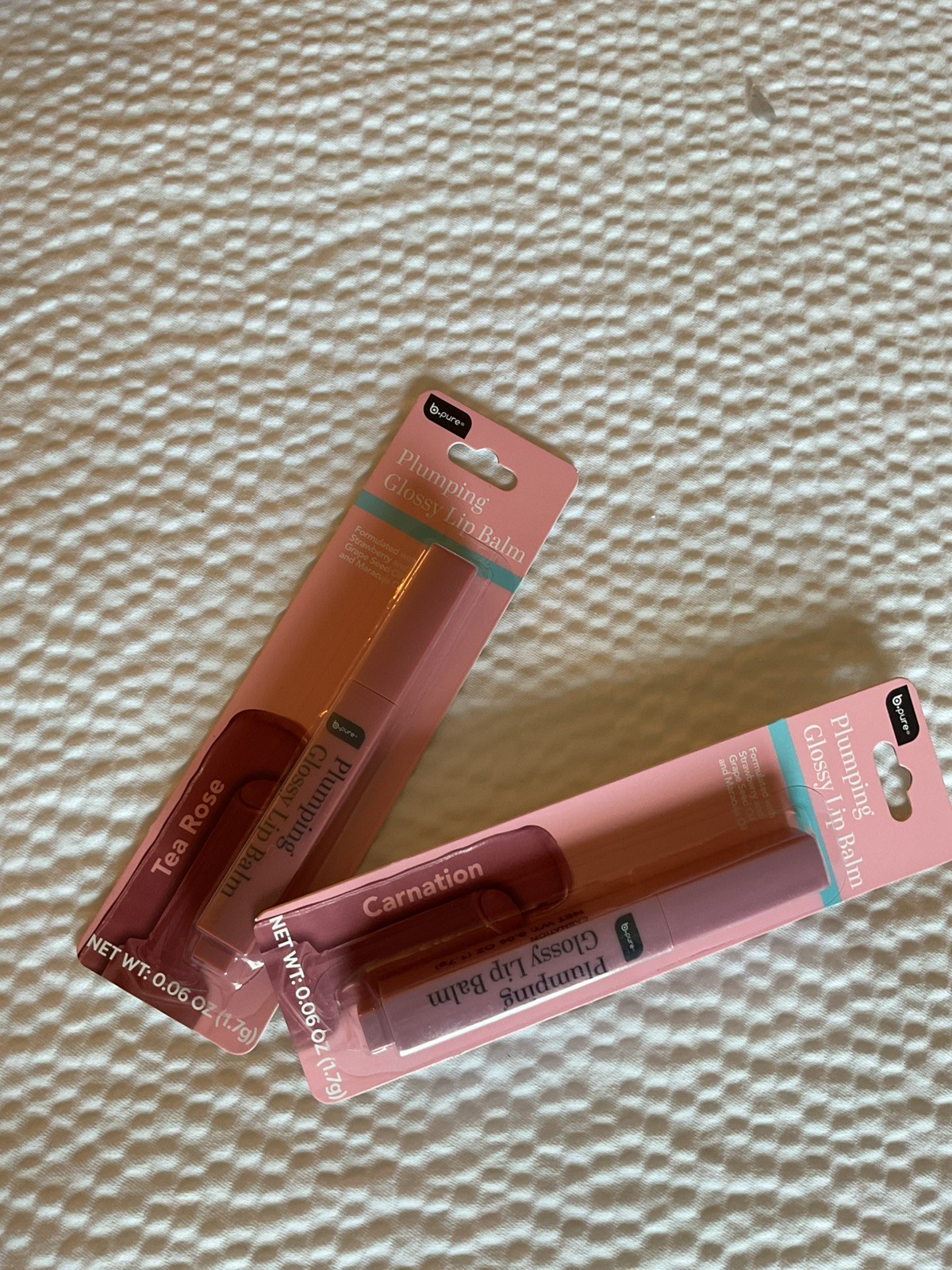 b.pure Plumping Glossy Lip Balm tea rose & carnation 2 pack