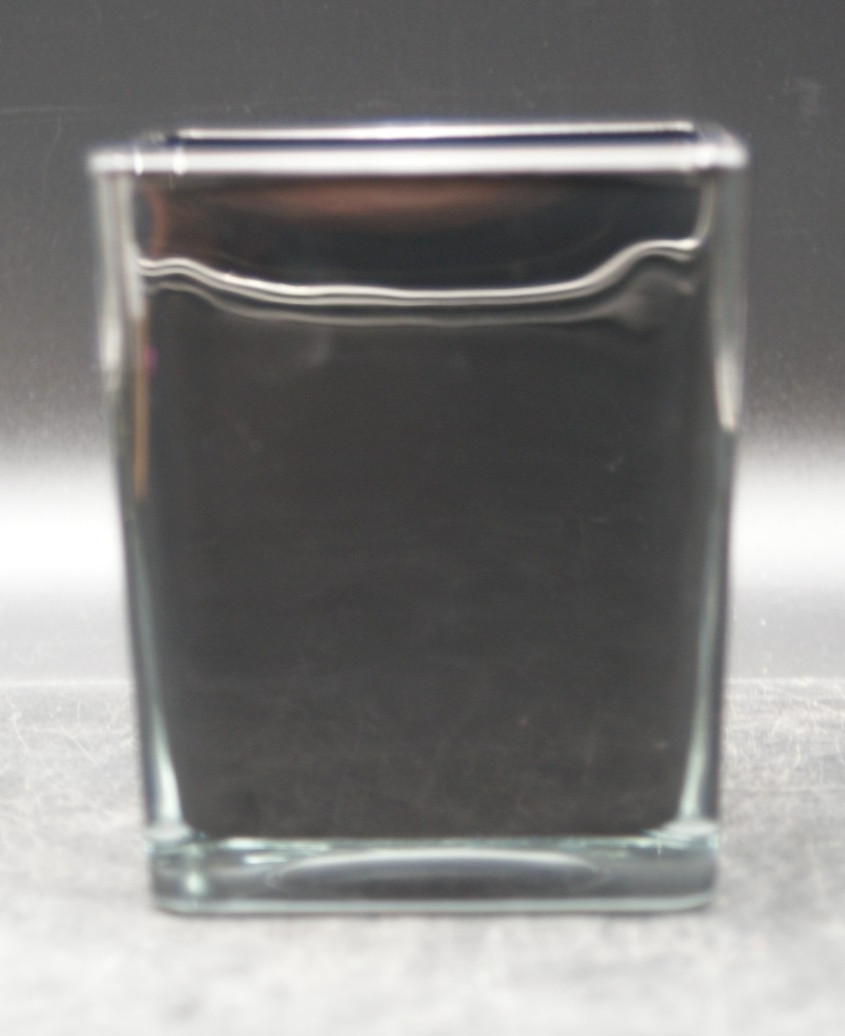 VINTAGE - TELEFLORA - BLACK  GLASS VASE / PLANTER - SQUARE - MADE IN POLAND