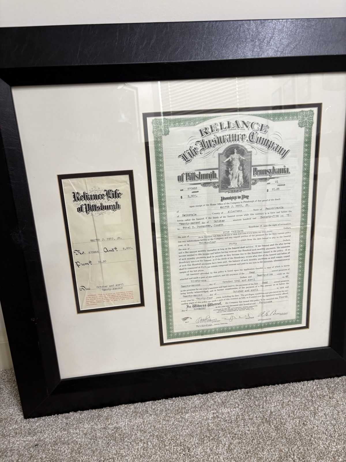 Dated 1941 -Old life Policy